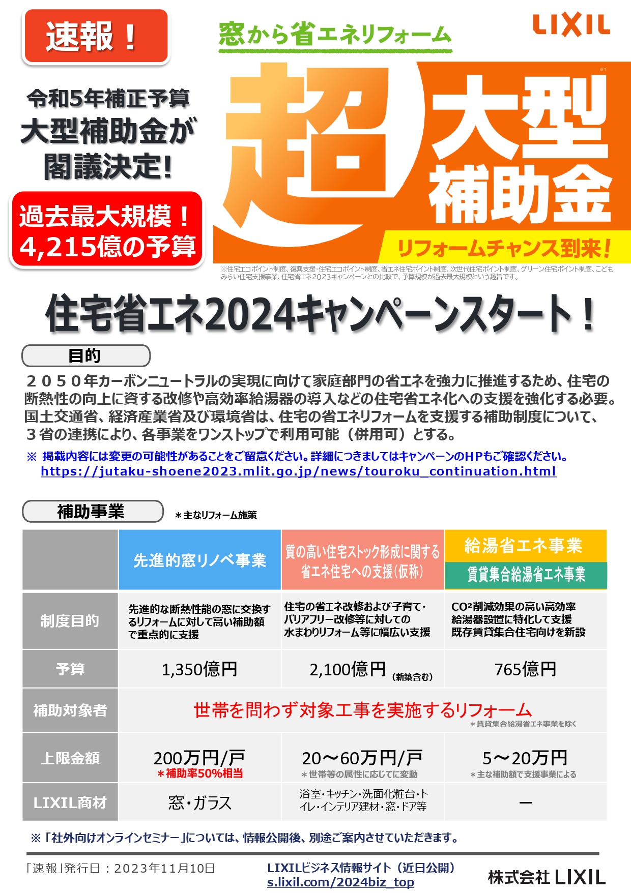 断熱、省エネリフォームを後押しする子育てエコーホーム補助金をご活用ください！