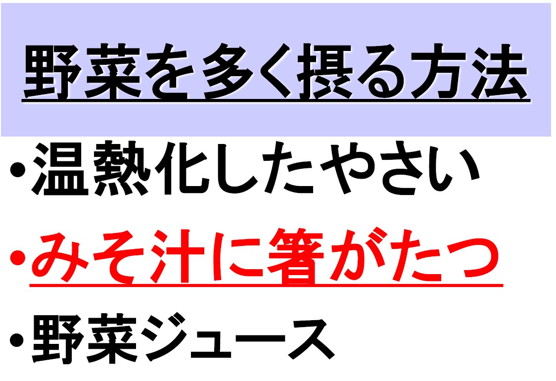 野菜を多くとる方法についてのスライド